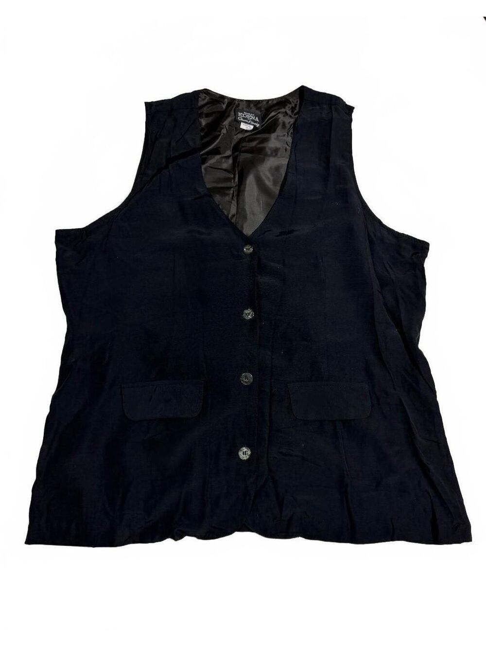 Women's Vintage Plus Size Black Button Up Vest Size 1X